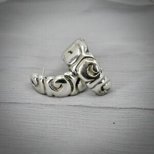 ZINA Beverly Hills 925 Sterling Silver Swirl Hoop Earrings Omega Back 21.6g